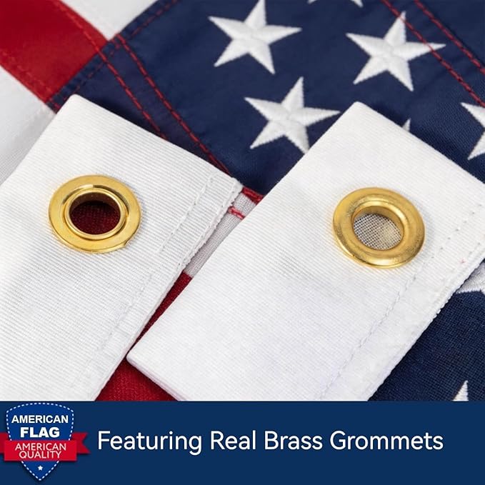 American Flag 4x6 FT for Outside Heavy-Duty 420D Polyester US Flag for Outdoor Long Lasting - Brass Grommets, Embroidered Stars & Sewn Stripes, Tearproof, Windproof, Reinforced All-Weather Durability