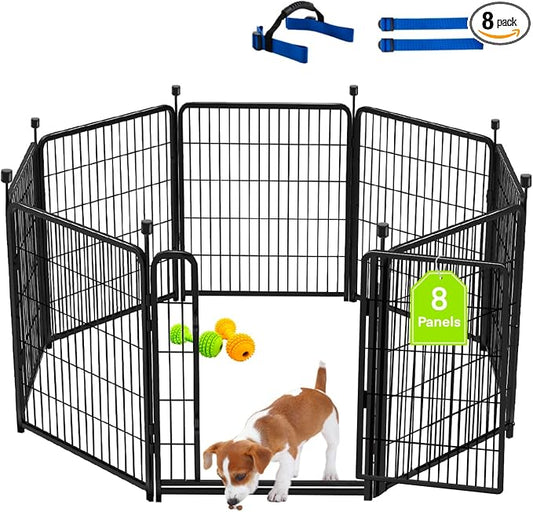 Garden Fencing 40 inch High, Dog Fence Outdoor for Yard, 21" Wide Low Threshold Gate, Fencing for Garden Beds, Garden Fence Border,Animal Barrier Fences, 8 Panels Total 17.7 Ft(L)