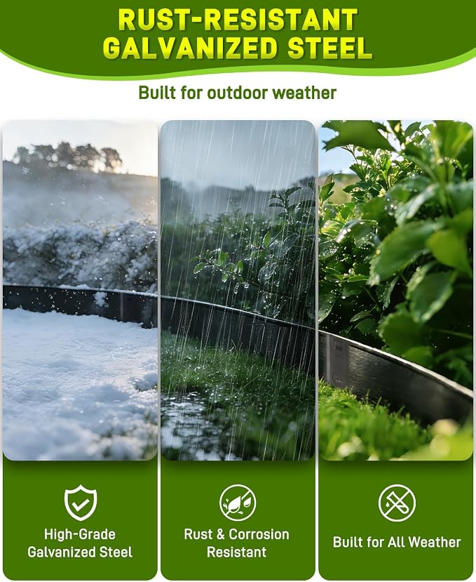 10-Pack Metal Landscape Edging 40" L x 6" H Black Galvanized Steel Landscape Edging, Bendable, Easy to Install and Durable for Garden and Yard Pathway Divider, Total Length 33 Feet