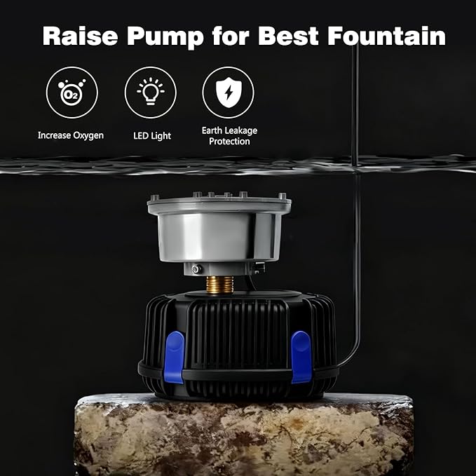 Pond Fountain Pump with LED Light for Outdoor Water Garden, 528GPH Submersible Pump Fountain Light Kits (Warm White) for Water Feature Koi Pond