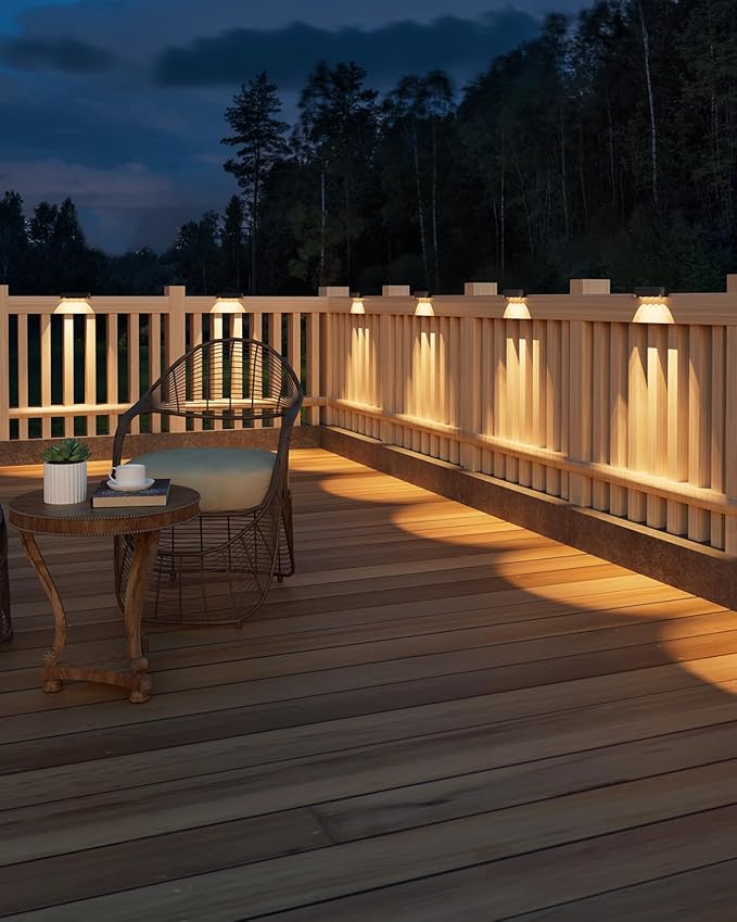 VOLISUN Solar Deck Lights 20 Pack, Warm White Glow LED Large Size Lamp, IP65 Waterproof Step Lights Outdoor for Deck, Step, Fence, Railing, Wall and Stairs (Black)