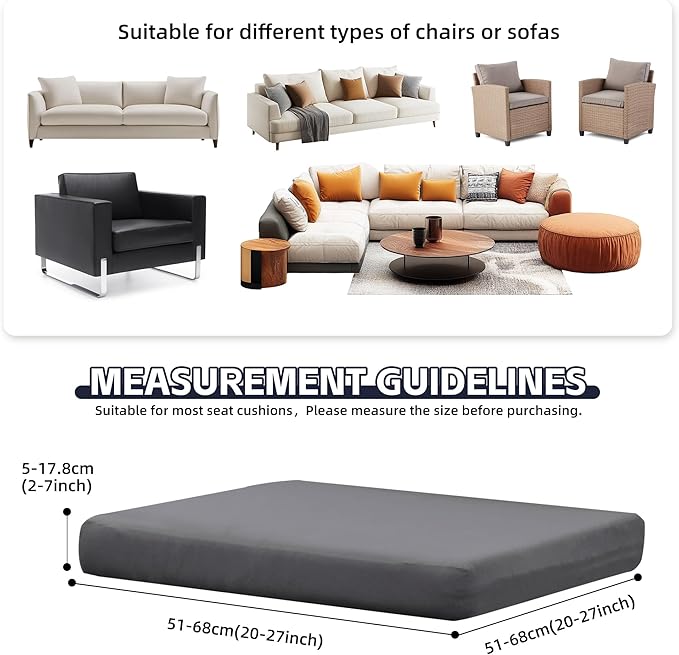 14Pcs Patio Cushion Covers,Outdoor Cushions Covers,Stretch Cushion Covers Replacement, Washable and Reusable Furniture Protectors(Grey)