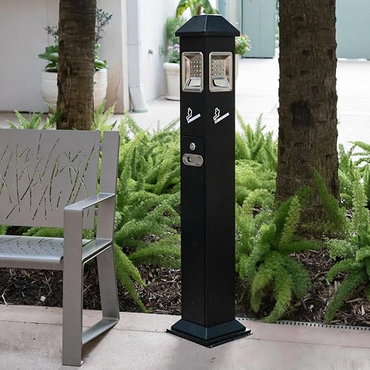 Commercial Trash Bin Outdoor Standing Trash Can Outside Receptacle | Stainless Steel Garbage Can Container with Lock & Removable Inner Bucket for Hotels Restaurants Bars Office Park Street