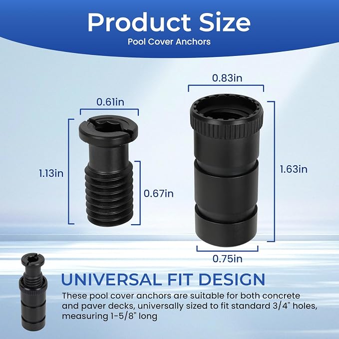 【Pool Safety Cover Anchors】 24-Pack High Capacity Set for Inground Pool Covers, Upgraded PPS Plastic Anchors Resist Wind Lift, Corrosion Proof, Easy No-Tool Twist-in for Concrete Pavers