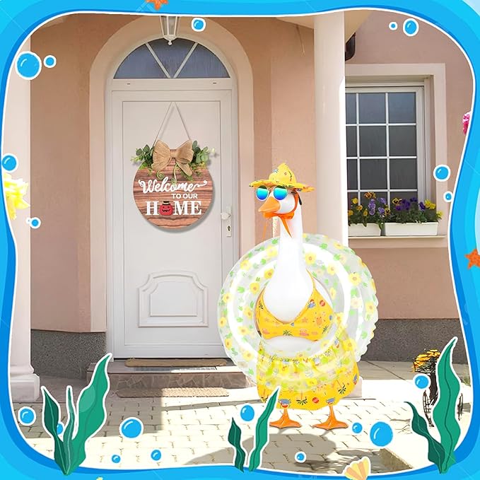 Hawaiian Goose Outfit Summer Porch Goose Outfits Bikini Goose Clothes Cute Goose Costume for Outdoor Garden Yard Decor(Beach Bikini Yellow)