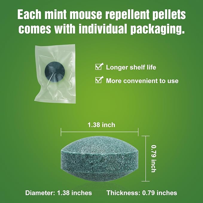 24 Packs Mouse Repellent Peppermint Oil Pest Control Repeller for Rodents Rats Spider Roach Ant Squirrel Indoor & Outdoor, Natural Mice Deterrent Pet & Family Safe Alternative to Traps & Poison