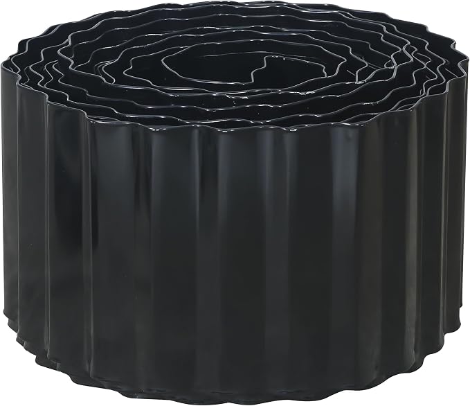 Quibbay Corrugated Metal Garden Edging, 4"×20Ft Landscape Edging Border for Lawn, Flower Bed, Garden Fence, Paver Edging, Metal Garden Edging for DIY Borders and Landscaping, Black