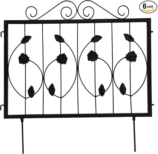 6 Pack Decorative Garden Fence, Rustproof Metal Wire Tall Fencing Border, Indoor or Outdoor No Dig Animal Barrier Fence for Dog, Flower Bed, Patio, Yard
