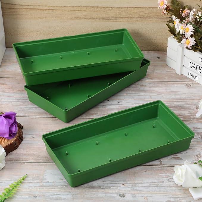 10pcs Floral Foam Trays for Flower Arrangement, Rectangle Floral Foam Holder, Plastic Mud Fixing Plates Flower Bowls for Centerpieces, Festival Wedding Party Decoration, 10.22x4.72x1.57in