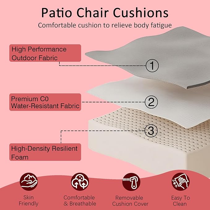 COZYVIDA Outdoor Deep Seat Cushion Set of 2, 24"x24" Seat & 25"x22.5" Back, Water-Proof Stain-Resistant UV Resistant Weather Resistant, 30D Foam with Recycled Fiber Fill,Chili-TPU
