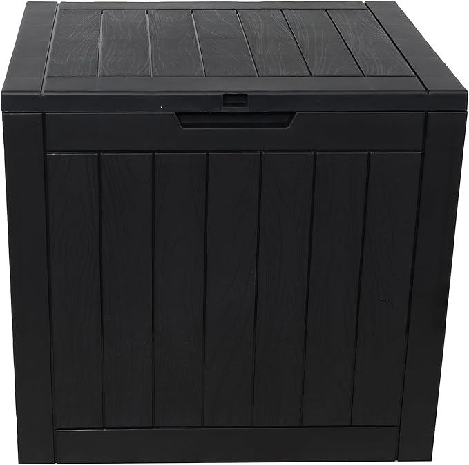 Sunnydaze Outdoor Deck Box - Lockable Package Delivery Box - Weather-Resistant Outdoor Storage Bin - 32-Gallon Faux Plank - Phantom Gray