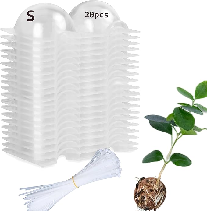 Tree Root Growing Box, Reusable Transparent Plants Asexual Reproduction Grafting Ball, High Pressure Air Layering Pods Propagation Kit (20pcs Small)