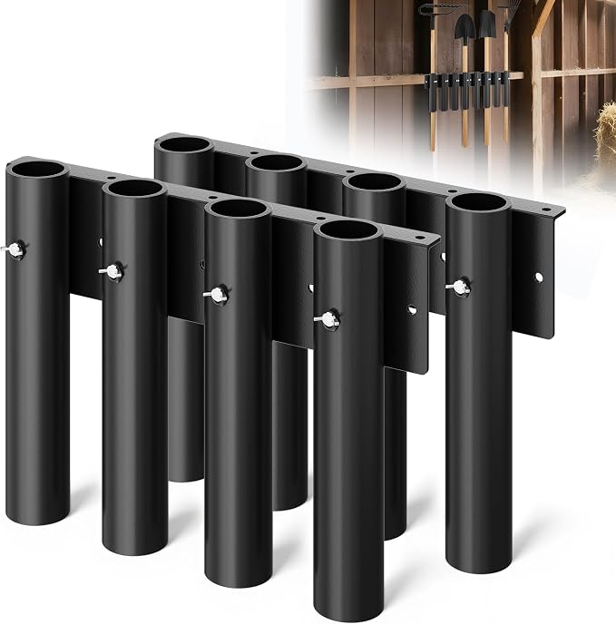 Shovel Holder for Truck, 8-Holes in 2 Grouped Metal Truck Shovel Mount /Rack, Heavy Duty Trailer Tool Rack for Rakes, Hoes, Trimmers, Lawn & Landscape Hand Tools (Bed/Box Mount Upgrade)