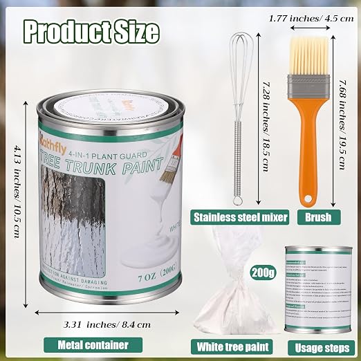 Kathfly 1 Pack Tree Paint Kit Tree Whitewash Trees Trunk Protection with Tinplate Container Whisk Brush for Fruit Nut Ornamental Trees Sapling Garden Yard Orchard (7" Whisk,Large Classic Brush)