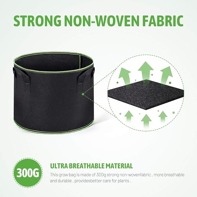 Delxo 5 Gallon & 7 Gallon Grow Bags for Planting, Fabric Pots Plants Growing Bags with Handles Heavy Duty Aeration Thickened Nonwoven