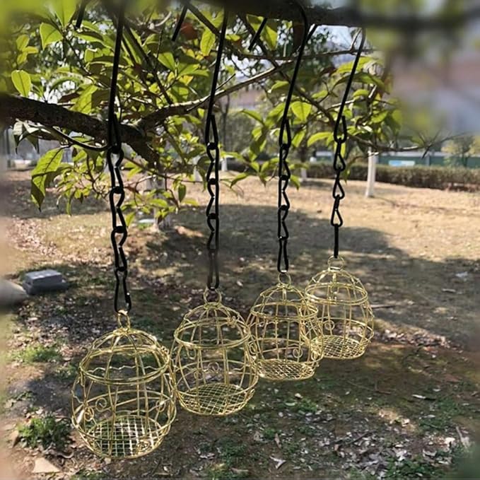 Bird Feeder, Suet Ball Feeders for Outside Hanging, Metal Hanging Bird Feeder with Hooks, Fat Ball Bird Feeder Suet Feeder for Wild Birds Outdoor Garden (Black,1 pcs)