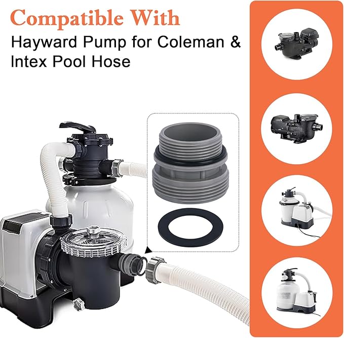 4560 Pool Hose Conversion Adapters Kit for Intex Hayward Coleman Pool Filter Pump Adapter 40mm to 1 1/2 Inch Kit for Intex Hose Conversion Adapter Kit Pool Hose Connector Above Ground Part - 4 Pack