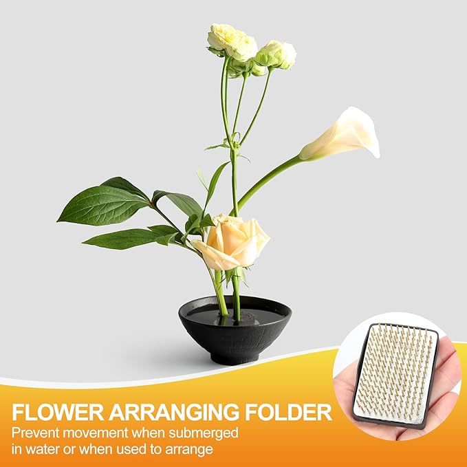 PATIKIL 1.7"x2.4" Flower Frog, Brass Flower Arrangement Holder Square Floral Pin Frogs Ikebana Arranger Tool for Vase Supplies Home Office DIY Craft, Gold