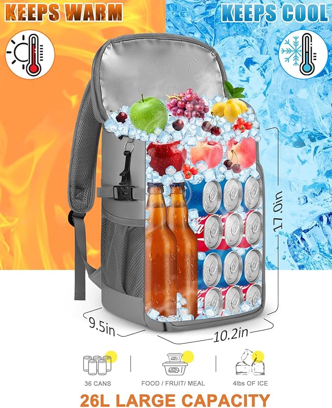 Capolo Cooler Backpack Insulated Waterproof for Women Men,36/45 Cans Lunch Backpack Coolers Leak Proof Soft Cooler Bag Ice Chest for Camping Beach