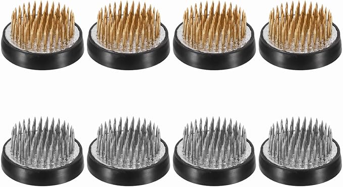 PATIKIL 8 Pcs Floral Frogs Kenzan, 1.6 Inch Round Brass Steel Flower Arrangement Holder, Arranger Pin Fixed Tool for Vase Centerpiece, Wedding, Home Decoration, Brass/Silver/Black