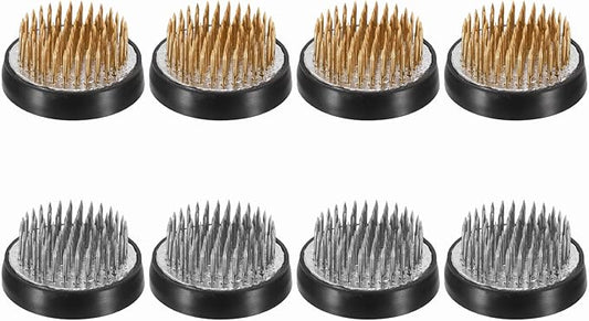 PATIKIL 8 Pcs Floral Frogs Kenzan, 1.6 Inch Round Brass Steel Flower Arrangement Holder, Arranger Pin Fixed Tool for Vase Centerpiece, Wedding, Home Decoration, Brass/Silver/Black