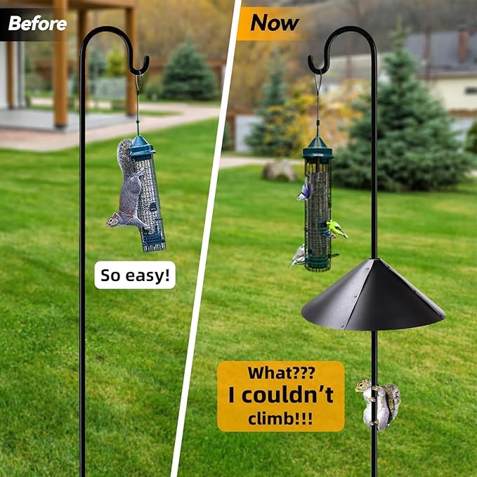 2 Pack Squirrel Baffle for Bird Feeder Pole, Outside Pole Mount Bird House Guard for Outdoor Shepherd’s Hook (2 Pack-16 inch)