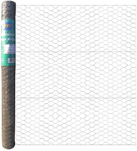 20GA Galvanized Hexagonal Poultry Netting Chicken Wire 36 inches x 25 feet x 1 inch Mesh