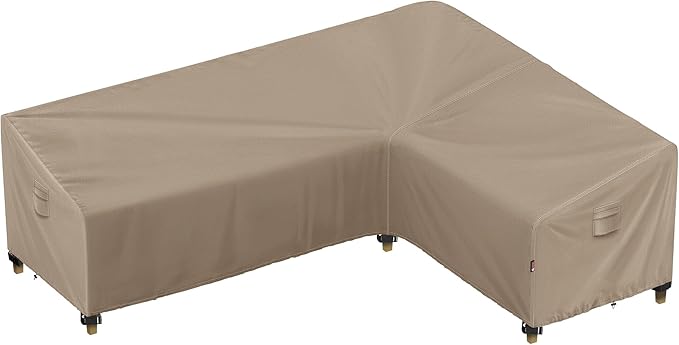 iBirdie Outdoor Patio Furniture Cover fit 120 x 90 inch, 118 x 89, L-Shaped Sectional Sofa, Waterproof Weatherproof Heavy Duty 600D Garden Cover for Outside L Shape Couch, Brown