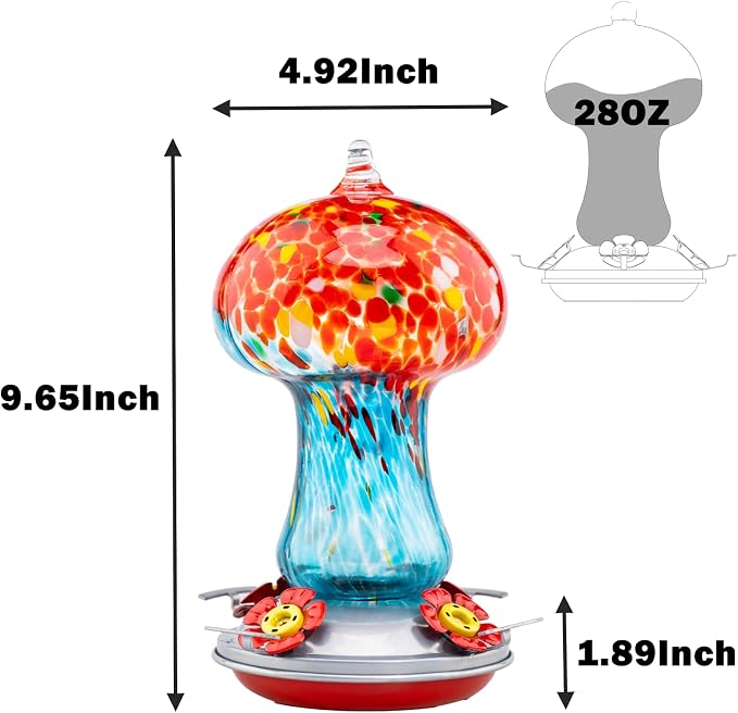 Muse Garden Gifts for Women Hummingbird Feeders for Outdoors Hanging Ant and Bee Proof, Blown Glass Hummingbird Feeder with Ant Moat, Christmas Gardening Gifts for Women Mom, 28OZ, Ocean Sunrise | Muse Garden Gifts for Women Hummingbird Feeders for Out...