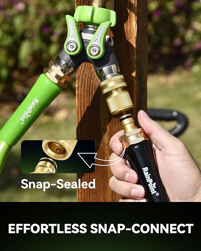 RainPoint Quick Connect Hose Fittings 3/4" GHT - Solid Brass Garden Hose Connectors, No-Leak Design & Universal Fit for Instant Connection (6 Sets)