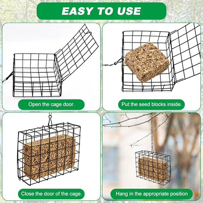 Metal Suet Bird Feeder 2-Pack - Wire Mesh Cage for Suet Blocks, Fruit & Seeds - Rust Resistant Outdoor Hanging Feeder for Woodpeckers, Chickadees & Wild Birds