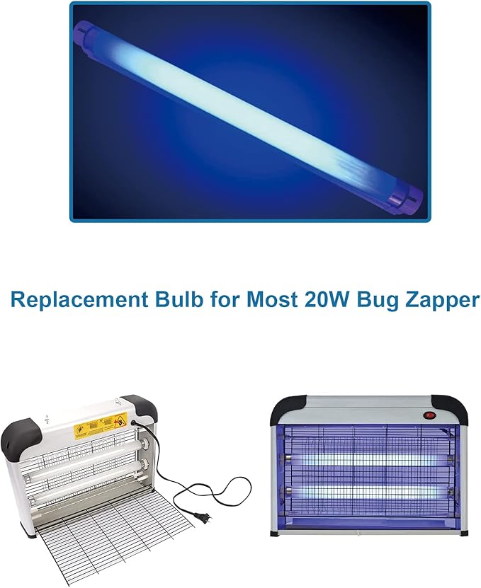 Dichroma 2 Pack Bug Zapper Replacement Light Bulb 10W for 20W Indoor Bug Zapper, BL T8 F10W Light Tube Compatible with Aspectek, Liba and Other 20W Mosquito Zapper Lamp
