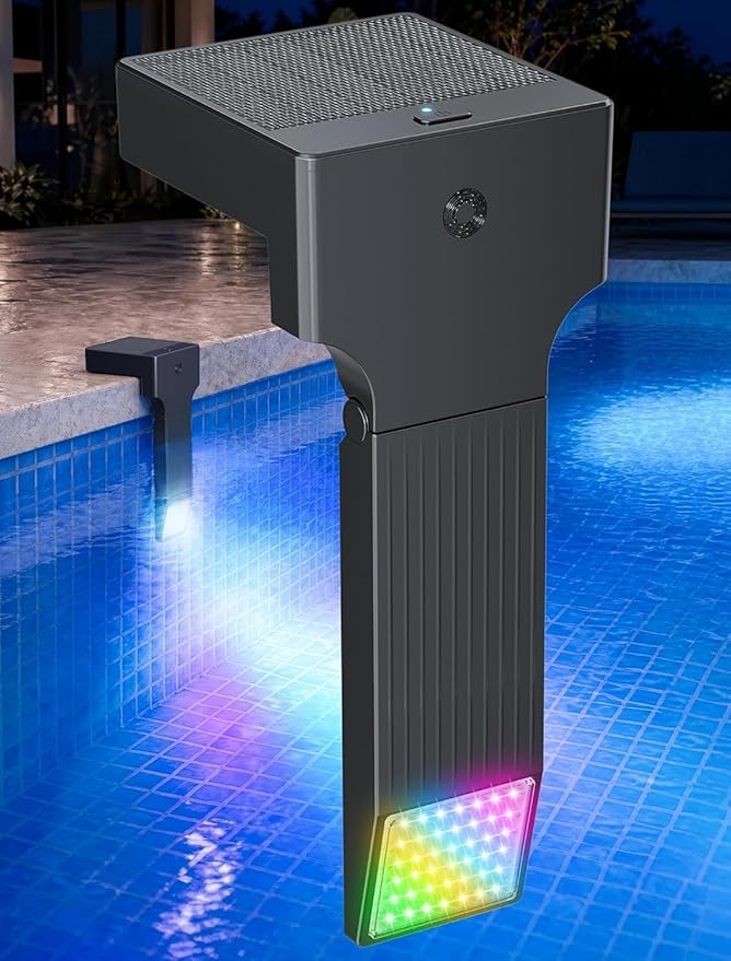 POOLHOUR Solar Pool Lights for Inground Pools Only, Waterproof LED Underwater Submersible Light with Remote & Timer, 10-Color RGB 4-Mode Poolside Solar Lights, 1 Pack