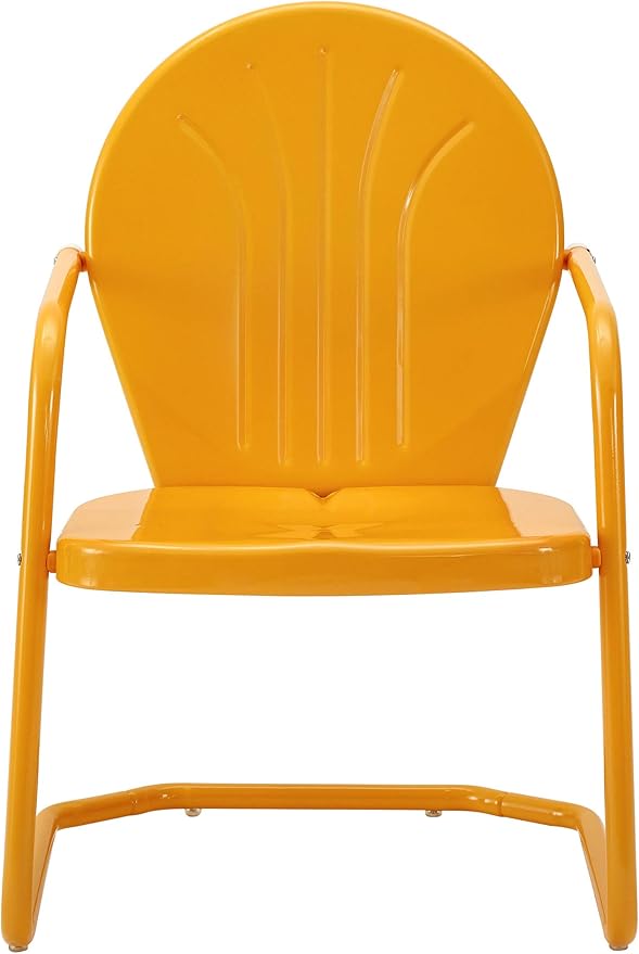 Crosley Furniture Griffith Outdoor Chair, Retro Metal Patio Chairs for Dining, Porch, Deck, Balcony, Tangerine