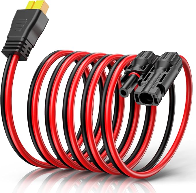 10AWG XT60 Solar Cable 40FT, XT60 Cable to Solar Connector 3 10 15 20 30 50FT, Solar Connector to XT60 Adapter Cable, XT60 Solar Charging Cable for Portable Power Station