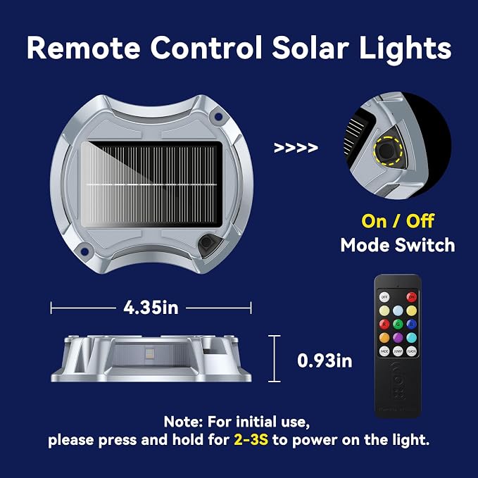 AGPTEK Remote Control Outdoor Solar Driveway Lights 12 Pack, RGB Multi-Colors & Modes Waterproof Color Changing Solar Powered Decorative Marker Security Lights for Garden, Deck, Dock, Step, Sidewalk