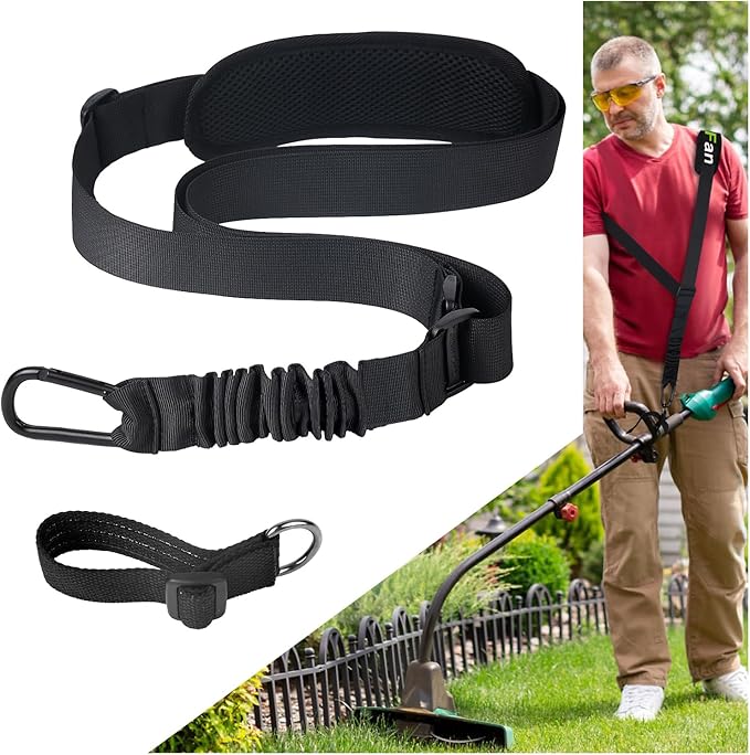 Trimmer Strap for Weed Eater Shoulder Strap Harness[Upgraded Elastic Part], Compatible with EGO/Greenworks String Trimmer, Leaf Blower, & Shrub Trimmers