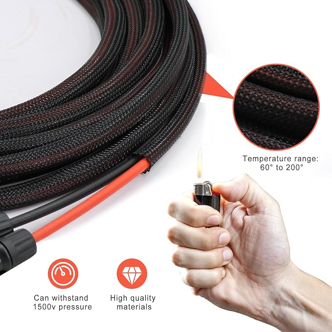 Twin Wire 100FT Solar Extension Cable - 10AWG(6mm²) Solar Panel Connector, with 6 Pairs-IP67-Male/Female Solar connectors for Outdoor Automotive RV Boat Marine Solar Panel- Black & Red