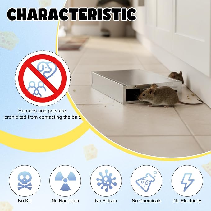 4 Packs Multi Catch Mouse Trap Invisible Mice Trap Rodent Humanized Silver Rat Traps for Indoor Outdoor Rat Control Pet and Security