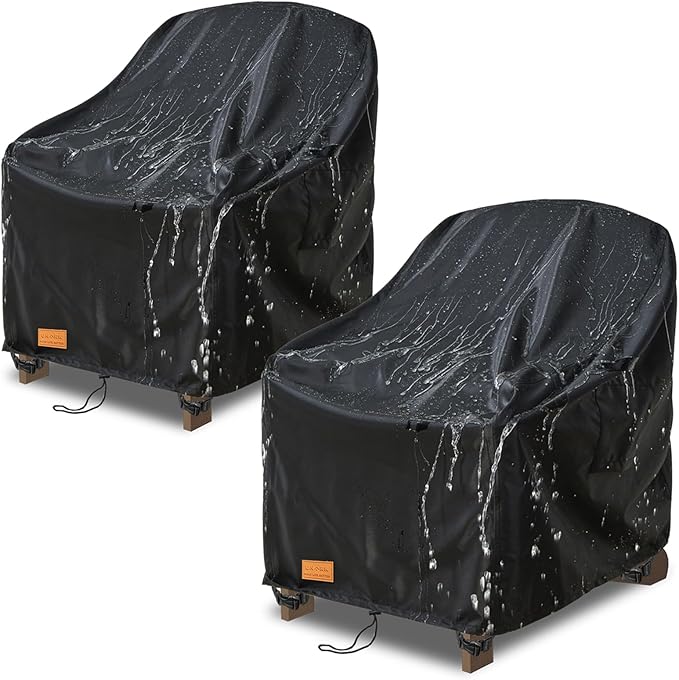 Outdoor Adirondack Chair Cover 2 Pack,Heavy Duty Patio Covers Waterproof, Outdoor Furniture Covers Waterproof, Swivel Patio Chair Cover(30W X 34D X 36H Inches) Black