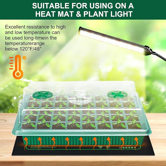 5 Pack Seed Starter Tray Seed Starter Kit (200 Cells Total Tray) with Adjustable Humidity Dome, Plant Germination Trays, Seed Starting Trays Mini Greenhouse Germination Kit for Seeds Growing Starting
