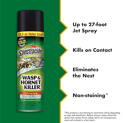 Spectracide Wasp & Hornet Killer Aerosol Kills Wasps, Hornets And Yellow Jackets On Contact & Eliminates The Nest, 12 Pack