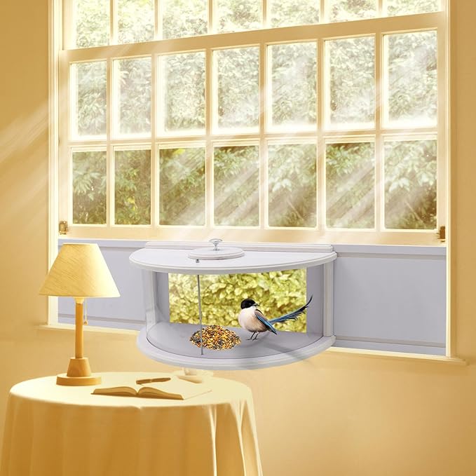 Window Bird Feeder 180°View Wood Durable and Elegant for Outdoors&Indoor for Viewing Inside House - Bring Joy to Your Home with This Small Window Bird Feeder
