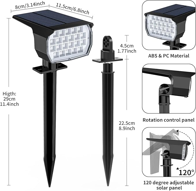 WENATY Solar Spot Lights Outdoor Color Changing, [7 Mode/12 Pack] Christmas Landscape Spotlights, Solar Lights Outdoor Waterproof, Solar Led Powered Flood Light for Outside Pathway Yard Garden Walkway