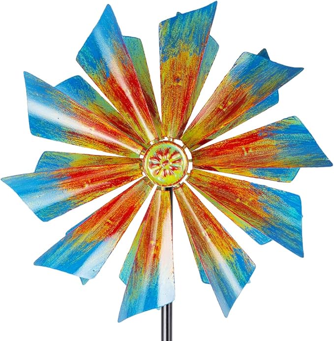 Stargarden 12.8" Outdoor Wind Spinner, Colorful Kinetic Metal Wind Spinners, Metal Yard Art for Garden Yard Patio