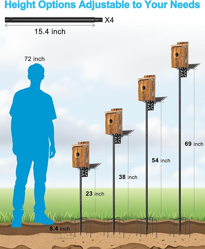 Bird House with Camera Solar Powered,2K HD Wi-Fi Bird Watching, Auto Detect&Notify, Night Vision, APP Control, Birdhouse for Birds Nesting, Wooden Birdhouse with Cam Inside (Include Pole)
