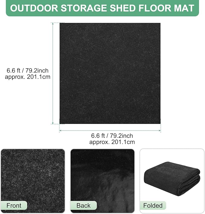 M METERXITY Outdoor Storage Shed Mat, 6.6x6.6 FT Waterproof Small Shed Flooring Mat for Patio Furniture Floor Protecting from Wear/Liquid/Dust/Oil, Non-Slip Carport Pad [Grey]