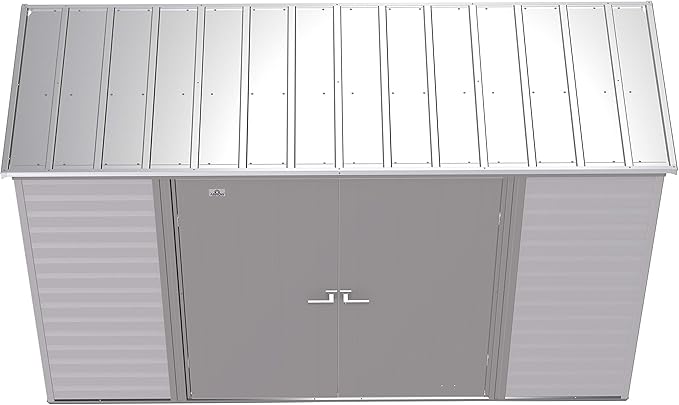 Arrow Select 10' x 4' Outdoor Lockable Steel Storage Shed Building, Flute Grey