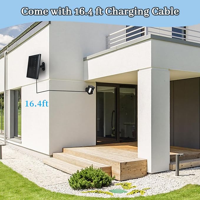 Ring Camera Solar Panel Charger, 5V 3.5W Solar Charger Compatible with Ring Spotlight Cam/Stick Up Cam Battery Outdoor Wireless Surveillance Camera, 16.4ft Cable (Black, 3 Pack)