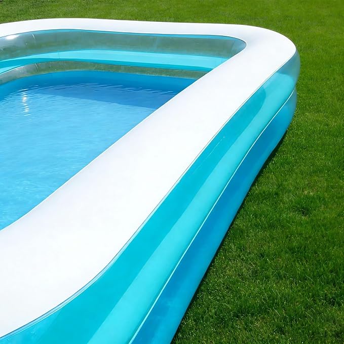 Kids Splash Pool Inflatable 120x72 Inch Rectangular, Extra Large BPA-Free PVC Family Pool ASTM Certified with Easy Drain for Ages 3-12, Thickened Anti-Burst Backyard Summer Pool
